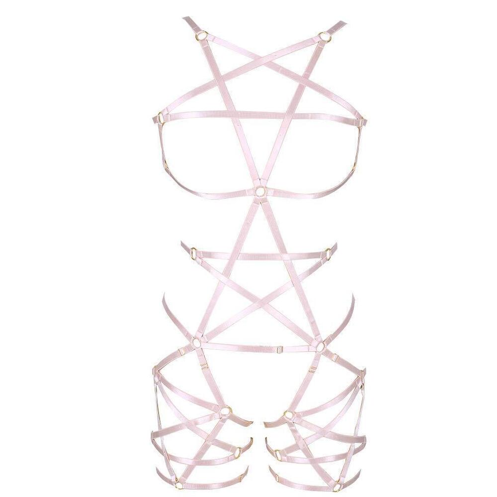 9730 Full Body Harness Pentagram Garter Belt Strappy Lingerie Elastic